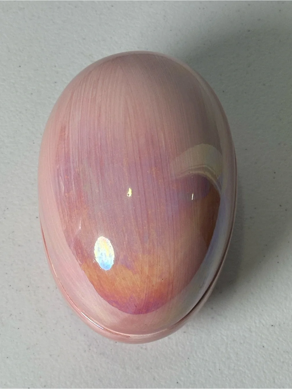 Pink Iridescent Oval Jewelry Trinket Box - Elegant Small Storage